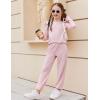 Arshiner Girls 2 Piece Outfits Long Sleeve Ruffled Tops and Pants with Pockets Clothing Set for 6-14Y(Pink)