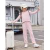 Arshiner Girls 2 Piece Outfits Long Sleeve Ruffled Tops and Pants with Pockets Clothing Set for 6-14Y(Pink)