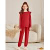 Arshiner Girls 2 Piece Outfits Long Sleeve Ruffled Tops and Pants with Pockets Clothing Set for 6-14Y(Red)