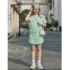 Arshiner Girls 2 Piece Outfits Summer Clothes Short Sleeve Drop Shoulder Shirt and Skirt with Built-in Shorts Athletic Sets(Light Green)