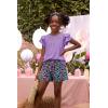 Arshiner Girls 2 Piece Outfits Summer Ruffle Sleeve Top and Paperbag Waist Shorts Set with Pockets Size 5-13 Years(Pruple Leopard)