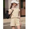 Arshiner Girls Summer 2 Piece Outfits Short Sleeve T Shirts Top and Shorts Clothing Sets with Pockets(Apricot)