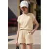 Arshiner Girls Summer 2 Piece Outfits Short Sleeve T Shirts Top and Shorts Clothing Sets with Pockets(Apricot)