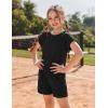 Arshiner Girls Summer 2 Piece Outfits Short Sleeve T Shirts Top and Shorts Clothing Sets with Pockets(Black)