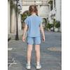 Arshiner Girls Summer 2 Piece Outfits Short Sleeve T Shirts Top and Shorts Clothing Sets with Pockets(Blue)