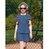 Arshiner Girls Summer 2 Piece Outfits Short Sleeve T Shirts Top and Shorts Clothing Sets with Pockets(Gray Blue)