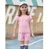 Arshiner Girls Summer 2 Piece Outfits Short Sleeve T Shirts Top and Shorts Clothing Sets with Pockets(Pink)