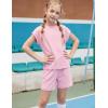Arshiner Girls Summer 2 Piece Outfits Short Sleeve T Shirts Top and Shorts Clothing Sets with Pockets(Pink)