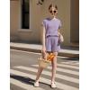 Arshiner Girls Summer 2 Piece Outfits Short Sleeve T Shirts Top and Shorts Clothing Sets with Pockets(Purple)