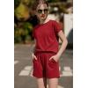 Arshiner Girls Summer 2 Piece Outfits Short Sleeve T Shirts Top and Shorts Clothing Sets with Pockets(Red)