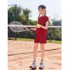 Arshiner Girls Summer 2 Piece Outfits Short Sleeve T Shirts Top and Shorts Clothing Sets with Pockets(Red)