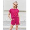 Arshiner Girls Summer 2 Piece Outfits Short Sleeve T Shirts Top and Shorts Clothing Sets with Pockets(Rose Red)