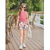 Arshiner Girls Summer Clothing Sets 2 Piece Outfits Knit Ruched Knot Side Tank Top and High Waist Shorts with Pockets(Pink Flower)
