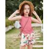 Arshiner Girls Summer Clothing Sets 2 Piece Outfits Knit Ruched Knot Side Tank Top and High Waist Shorts with Pockets(Pink Flower)