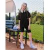 Arshiner Girls Summer Outfits 2 Piece Set Ribbed Knit Drop Shoulder Shirts and Biker Shorts Sets Kids Clothes 5-13 Y(Black)