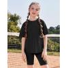 Arshiner Girls Summer Outfits 2 Piece Set Ribbed Knit Drop Shoulder Shirts and Biker Shorts Sets Kids Clothes 5-13 Y(Black)