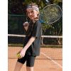 Arshiner Girls Summer Outfits 2 Piece Set Ribbed Knit Drop Shoulder Shirts and Biker Shorts Sets Kids Clothes 5-13 Y(Black)