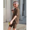 Arshiner Girls Summer Outfits 2 Piece Set Ribbed Knit Drop Shoulder Shirts and Biker Shorts Sets Kids Clothes 5-13 Y(Brown)