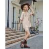 Arshiner Girls Summer Outfits 2 Piece Set Ribbed Knit Drop Shoulder Shirts and Biker Shorts Sets Kids Clothes 5-13 Y(Khaki)
