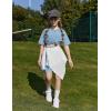 Arshiner Girls Summer Outfits 2 Piece Set Ribbed Knit Drop Shoulder Shirts and Biker Shorts Sets Kids Clothes 5-13 Y(Light Blue)