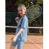 Arshiner Girls Summer Outfits 2 Piece Set Ribbed Knit Drop Shoulder Shirts and Biker Shorts Sets Kids Clothes 5-13 Y(Light Blue)