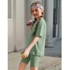 Arshiner Girls Summer Outfits 2 Piece Set Ribbed Knit Drop Shoulder Shirts and Biker Shorts Sets Kids Clothes 5-13 Y(Light Green)