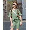 Arshiner Girls Summer Outfits 2 Piece Set Ribbed Knit Drop Shoulder Shirts and Biker Shorts Sets Kids Clothes 5-13 Y(Light Green)