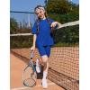 Arshiner Girls Summer Outfits 2 Piece Set Ribbed Knit Drop Shoulder Shirts and Biker Shorts Sets Kids Clothes 5-13 Y(Royal Blue)