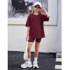 Arshiner Girls Summer Outfits 2 Piece Set Ribbed Knit Drop Shoulder Shirts and Biker Shorts Sets Kids Clothes 5-13 Y(Wine Red)