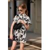 Arshiner Girls Tie Dye Two Piece Outfit Short Sleeve Pullover Crop Tops and Short Pants Sweatsuits Tracksuits(Black & White)