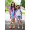 Arshiner Girls Tie Dye Two Piece Outfit Short Sleeve Pullover Crop Tops and Short Pants Sweatsuits Tracksuits(Blue&purple)