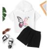 Arshiner Girls Tie Dye Two Piece Outfit Short Sleeve Pullover Crop Tops and Short Pants Sweatsuits Tracksuits(Butterfly)