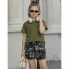 Arshiner Girls Tie Dye Two Piece Outfit Short Sleeve Pullover Crop Tops and Short Pants Sweatsuits Tracksuits(Green Camo)