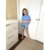 Arshiner Girls Tie Dye Two Piece Outfit Short Sleeve Pullover Crop Tops and Short Pants Sweatsuits Tracksuits(Green Hawaii)