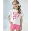 Arshiner Girls Tie Dye Two Piece Outfit Short Sleeve Pullover Crop Tops and Short Pants Sweatsuits Tracksuits(Letter Print)