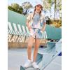 Arshiner Girls Tie Dye Two Piece Outfit Short Sleeve Pullover Crop Tops and Short Pants Sweatsuits Tracksuits(Pink&grey)
