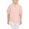 Arshiner Boys Cotton Linen Henley Shirt Button Down Shirt Long Sleeve T Shirt Beach Shirt Tee Casual Solid Tops(Light Pink)