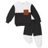 Arshiner Boys Sweatsuit Long Sleeve Crewneck Sweatshirt and Pants Fall Winter Tracksuit Set 2-10Y(White & Black)