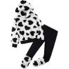 Arshiner Girls 2 Piece Outfits Fuzzy Long Sleeve Hoodie Sweatshirts and Patchwork Legging Pants Casual Clothing Sets(White&black)