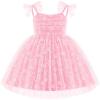Arshiner Toddler Tulle Dress Girls Spaghetti Strap Birthday Princess Photoshoot Tutu Dresses(Pink Flower)