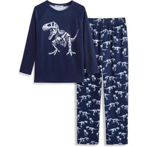 Arshiner Boys Pajamas Set Long Sleeve Sleepwear 2 Piece Pajama Set for Big Boys 6-14 Years(Dinosaur)