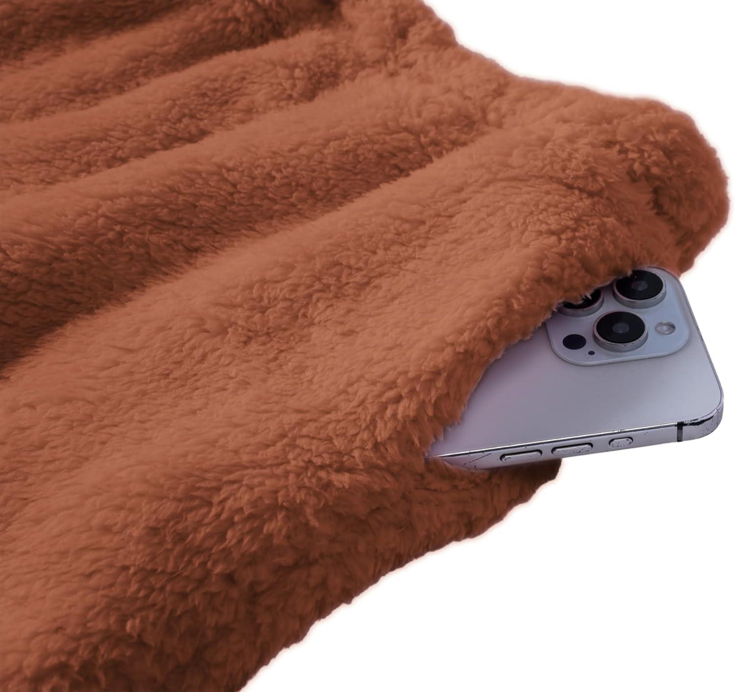 image:imageArshiner Girls Clothes 2 Piece Fuzzy Outfits Winter Warm Fleece Loose Pullover Sweatshirt and Sweatpant SweatsuitBrown