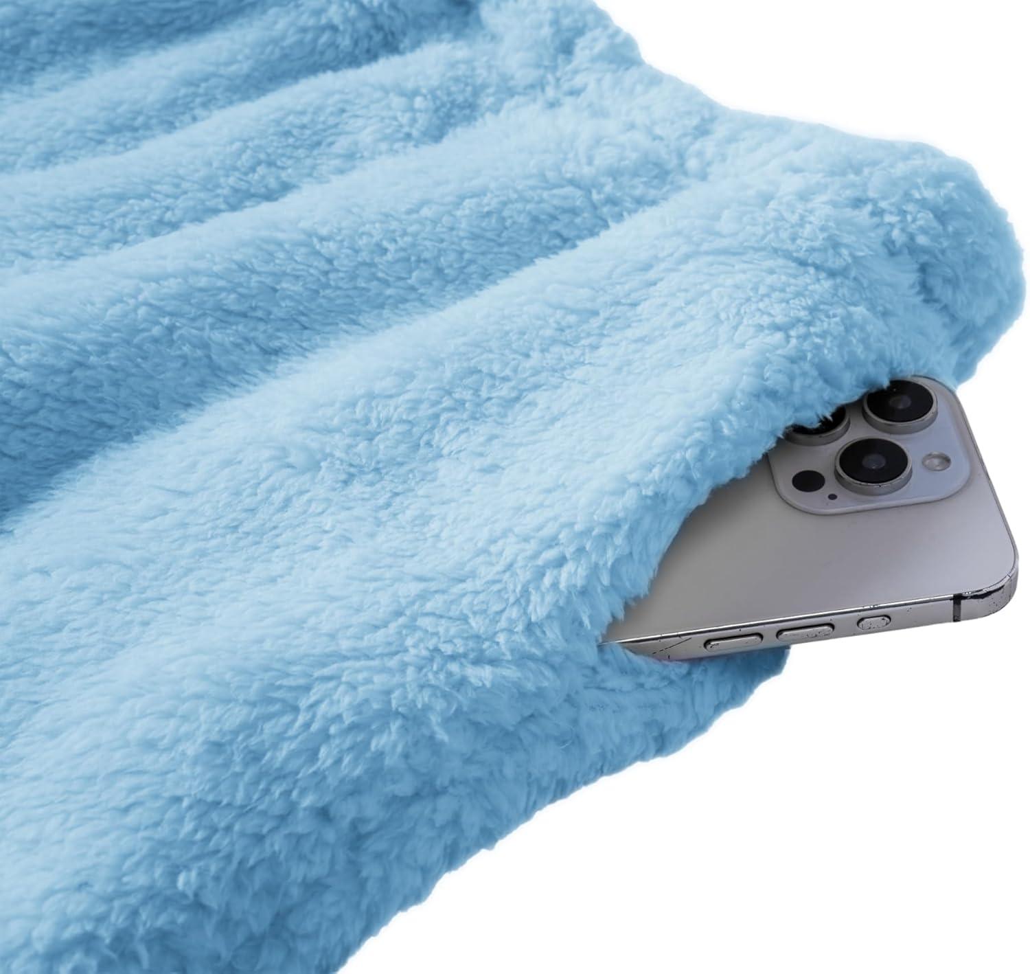 image:imageArshiner Girls Clothes 2 Piece Fuzzy Outfits Winter Warm Fleece Loose Pullover Sweatshirt and Sweatpant SweatsuitLight Blue