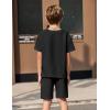 Arshiner Boys Drop Shoulder T-Shirt & Drawstring Waist Shorts Summer Casual Outfits (5-12 Years)(Black)