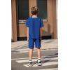 Arshiner Boys Drop Shoulder T-Shirt & Drawstring Waist Shorts Summer Casual Outfits (5-12 Years)(Blue)