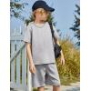 Arshiner Boys Drop Shoulder T-Shirt & Drawstring Waist Shorts Summer Casual Outfits (5-12 Years)(Grey)