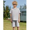 Arshiner Boys Drop Shoulder T-Shirt & Drawstring Waist Shorts Summer Casual Outfits (5-12 Years)(Grey)