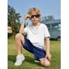 Arshiner Boys Drop Shoulder T-Shirt & Drawstring Waist Shorts Summer Casual Outfits (5-12 Years)(White & Black)
