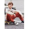 Arshiner Boys Fall Clothes Set Long Sleeve Pullover T-Shirt & Jogger Pants Casual Outfits for 5-13 Years Kids(Beige/Brown)