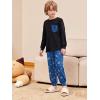 Arshiner Boys Fall Clothes Set Long Sleeve Pullover T-Shirt & Jogger Pants Casual Outfits for 5-13 Years Kids(Black/Blue Print)